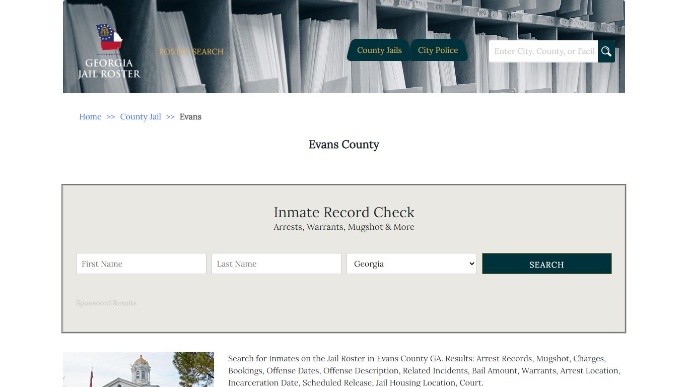 Evans County - Georgia Jail Inmate Search