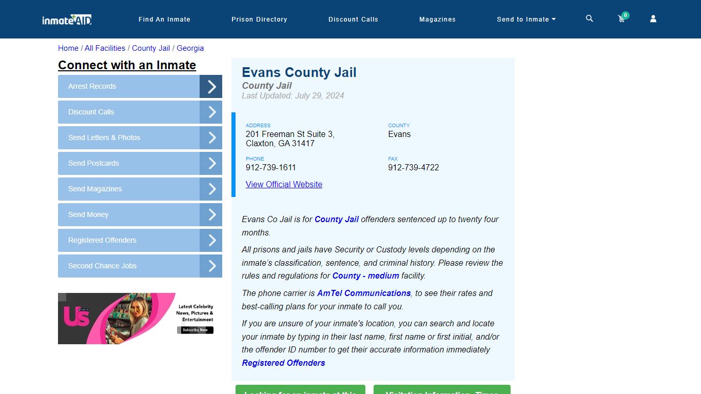 Evans County Jail - Inmate Locator