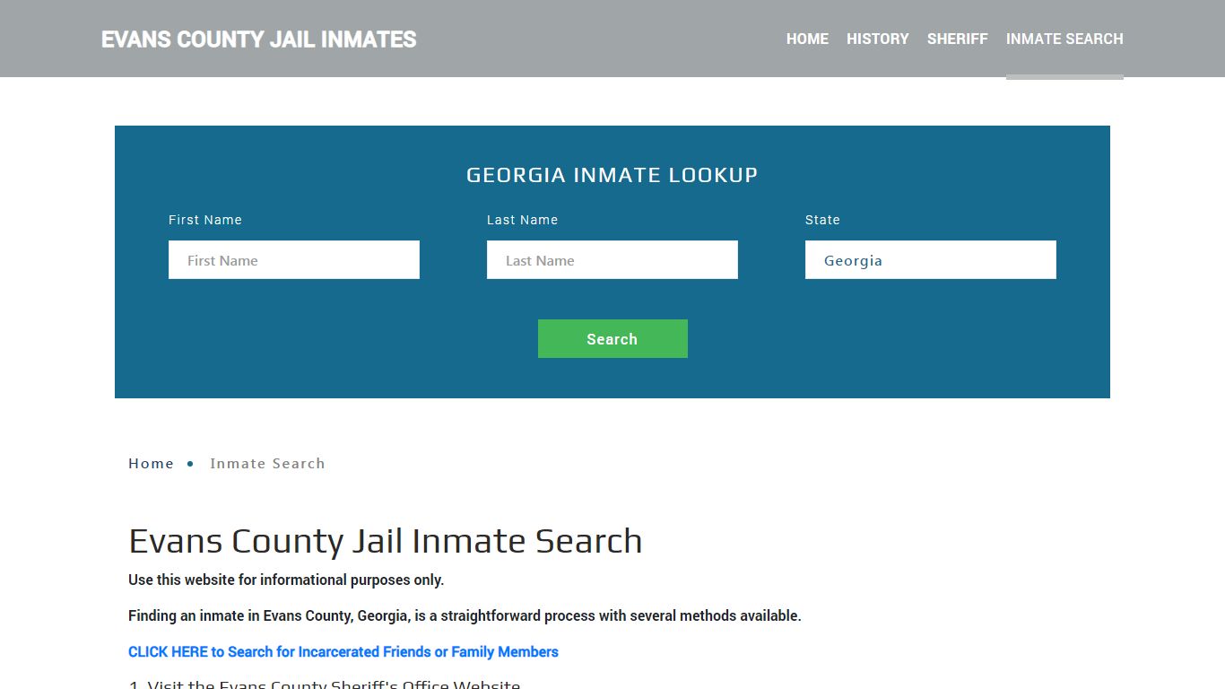 Evans County, GA Detainee Lookup