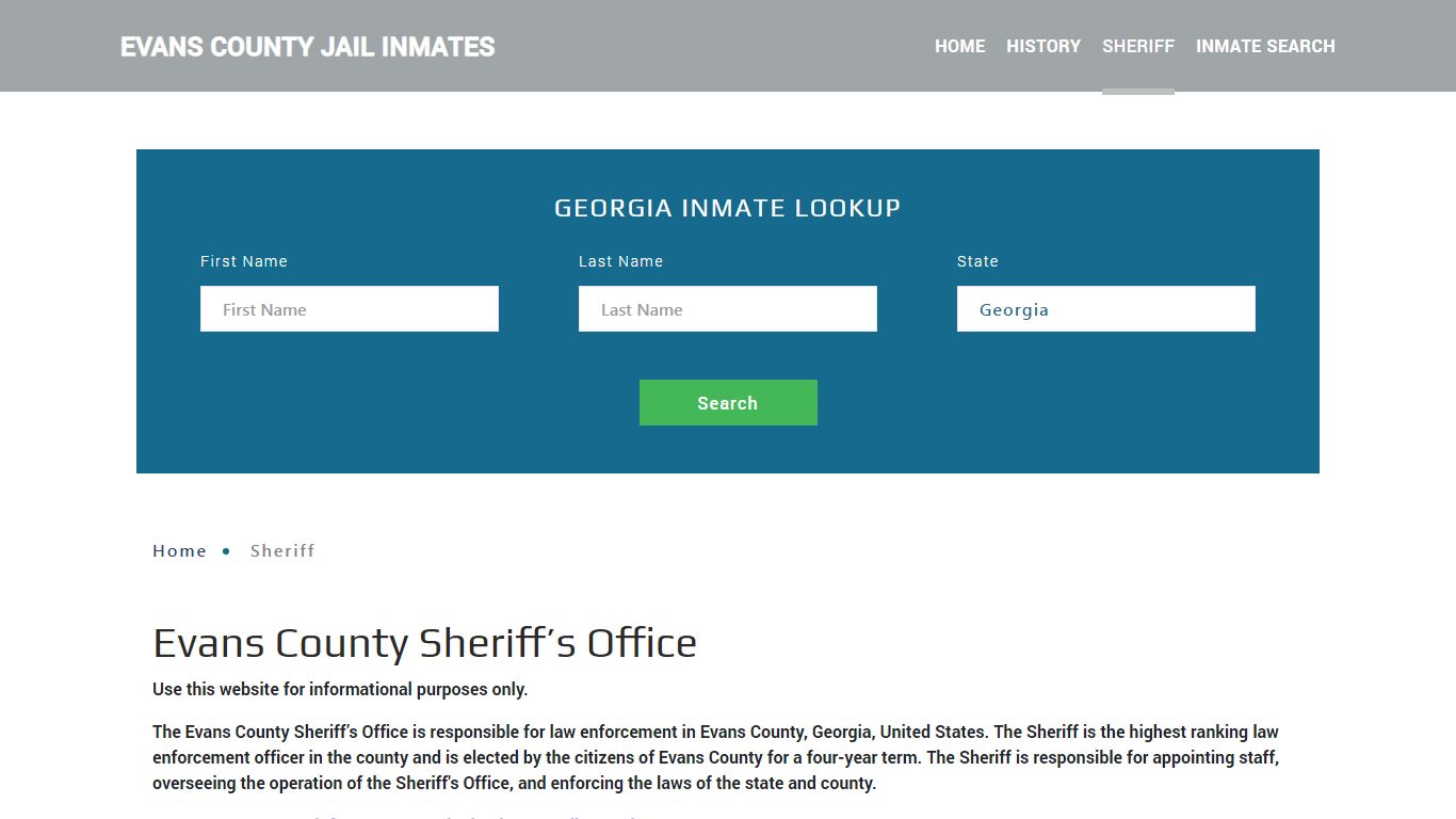 Evans County Sheriff, GA Arrest Warrant Lookup